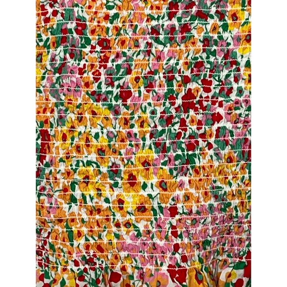 J Crew XXS Floral Tie Strap Smocked Tank Top Peplum Cottagecore Summer - Picture 11 of 12